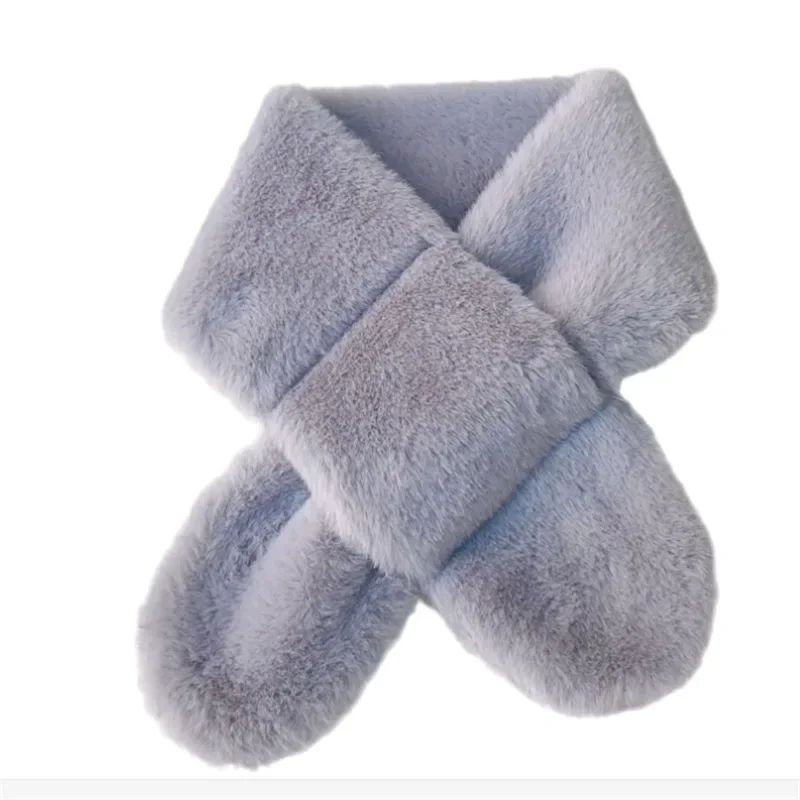 1 Piece Warm Furry Kids Scarfs for Boy Girl Chic Korean Solid Color Plush Scarves Autumn Winter Warm Plush Toddler Scarfs