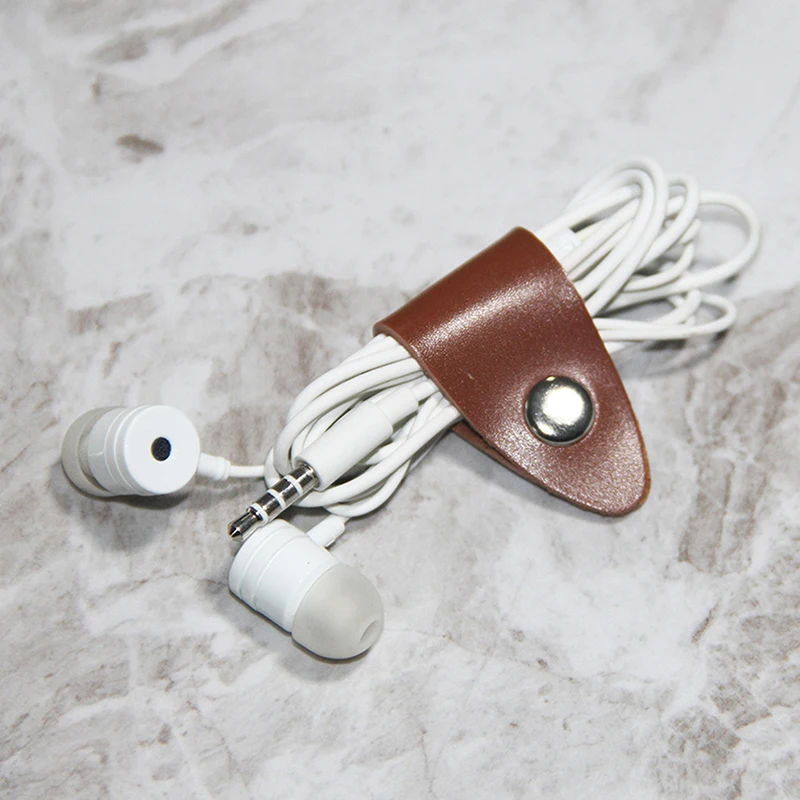 Leather Cord Winder Straps Headphone Cable Charging Cable Storage Holder Desktop Data Cable Organizers