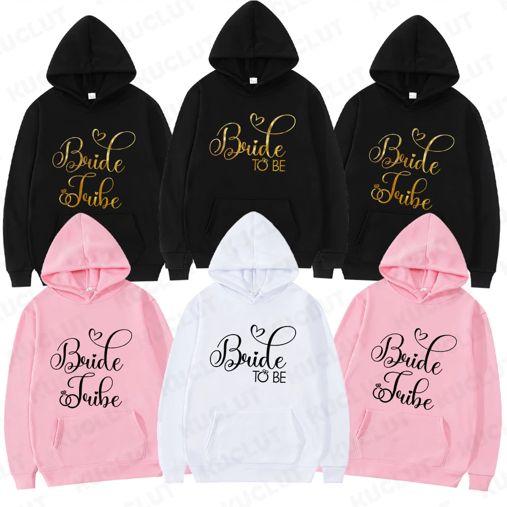 

Толстовки Bride To Be женские, повседневные свободные худи, мягкие удобные теплые свитшоты с длинным рукавом, спортивные костюмы