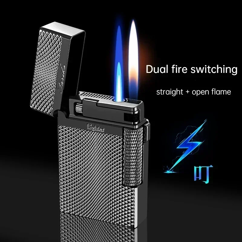 Metal Windproof Torch Gas Lighter Double Flame Butane Lighter Smoking Accessory  Gadgets for Men Gift Cigarette Lighter 4