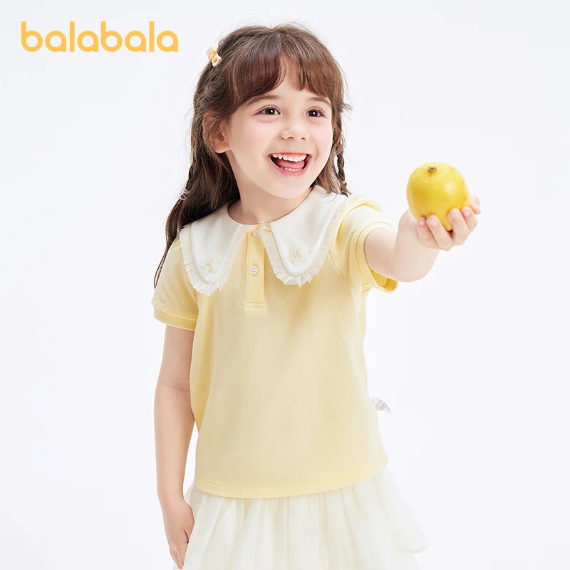 

Футболка с коротким рукавом Balabala, детская одежда для девочек, детский топ, новая коллекция Лето 2024, милый полосатый