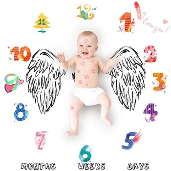 100x100 cm Coperta mensile per pietre miliari per bambini Senza rughe Puntelli per fotografia per neonati Tappetino per sfondo con grafico di crescita