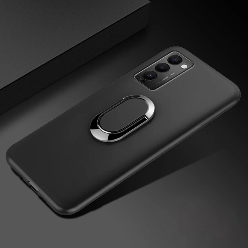Black Finger Ring Soft Silicone Phone Case Cover