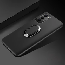 Black Finger Ring Soft Silicone Phone Case Cover for Tecno Camon 18P (Black)