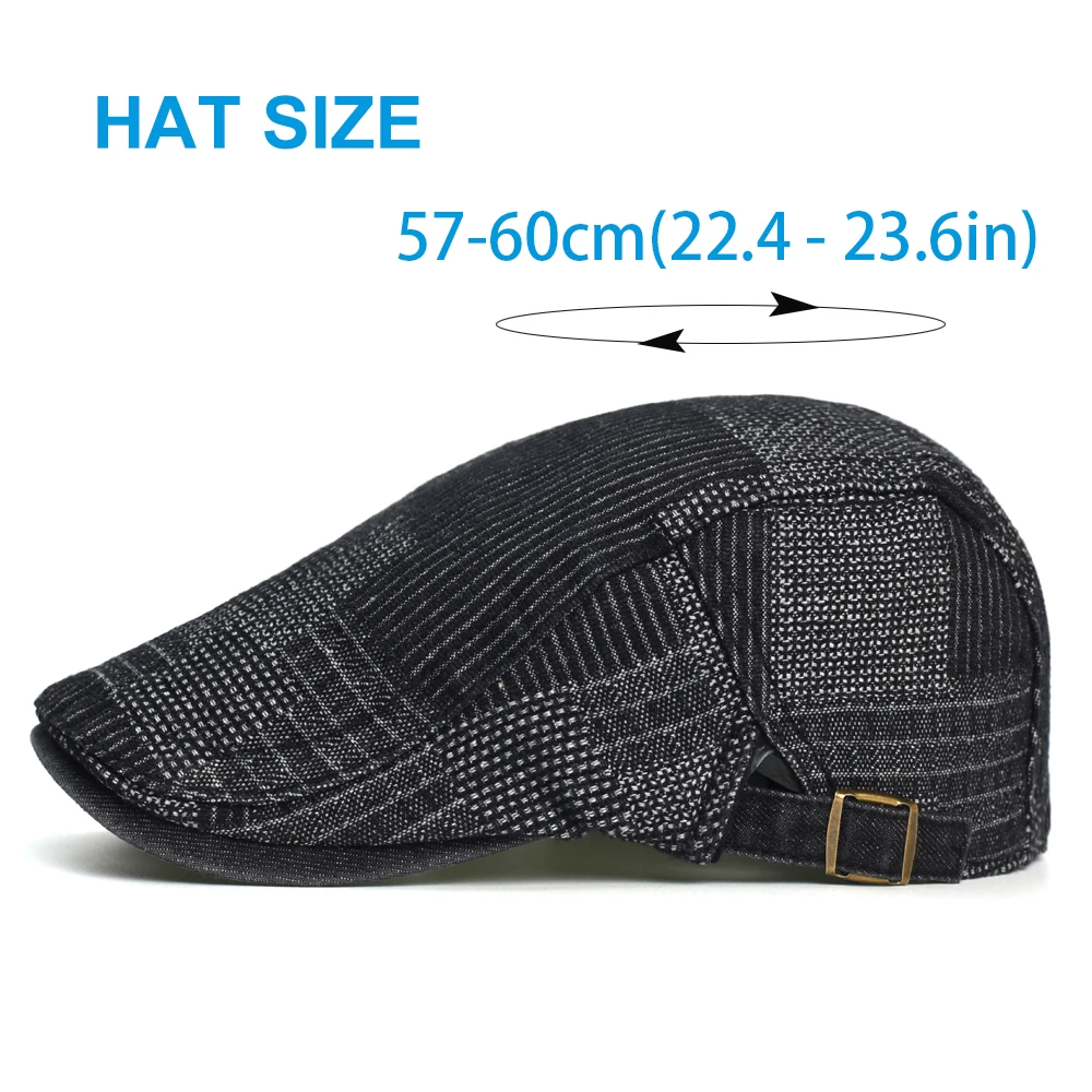 Four Seasons Soft Denim Beret Hat Washed Distressed Peaked Cap Adjustable Cotton Newsboy Cap Vintage Ivy Hats Flat 2