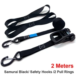 Heavy - Duty Portable Auto Luggage Trailer Ratchet Tie Down Strap with 8 - Shaped Hook and Brake Strap (2m)