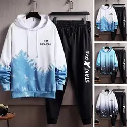 Men Tracksuits Men's Windproof Hoodie Pants Set for Autumn/winter Breathable Sportswear with Long Sleeve Drawstring Tracksuit