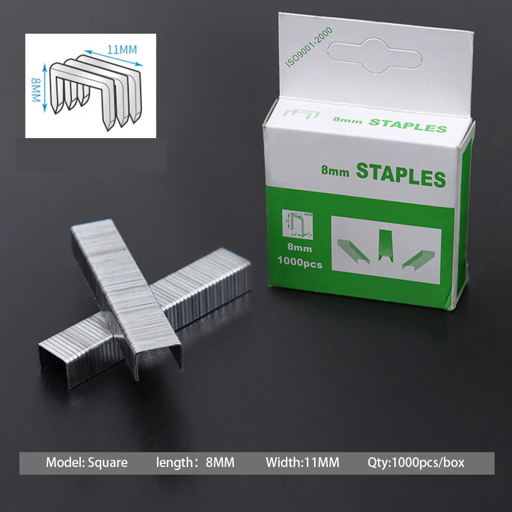 For DIY Home Gardening Staples and Brad Nails Assorted Sizes (8mm 10mm 12mm) 1000 pcs U shaped Square Steel Material