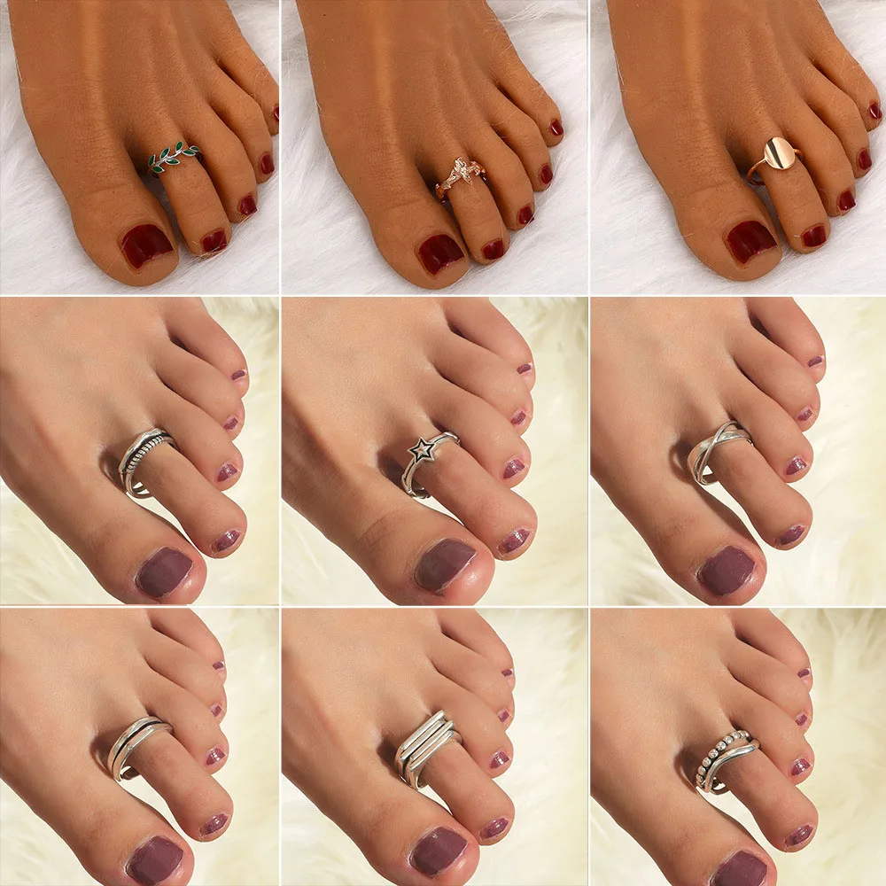 Foot Ring Open Adjustable Toe Rings Wave Pattern Alloy Ring Adjustable  Rings Set for Women Beach Foot Jewelry