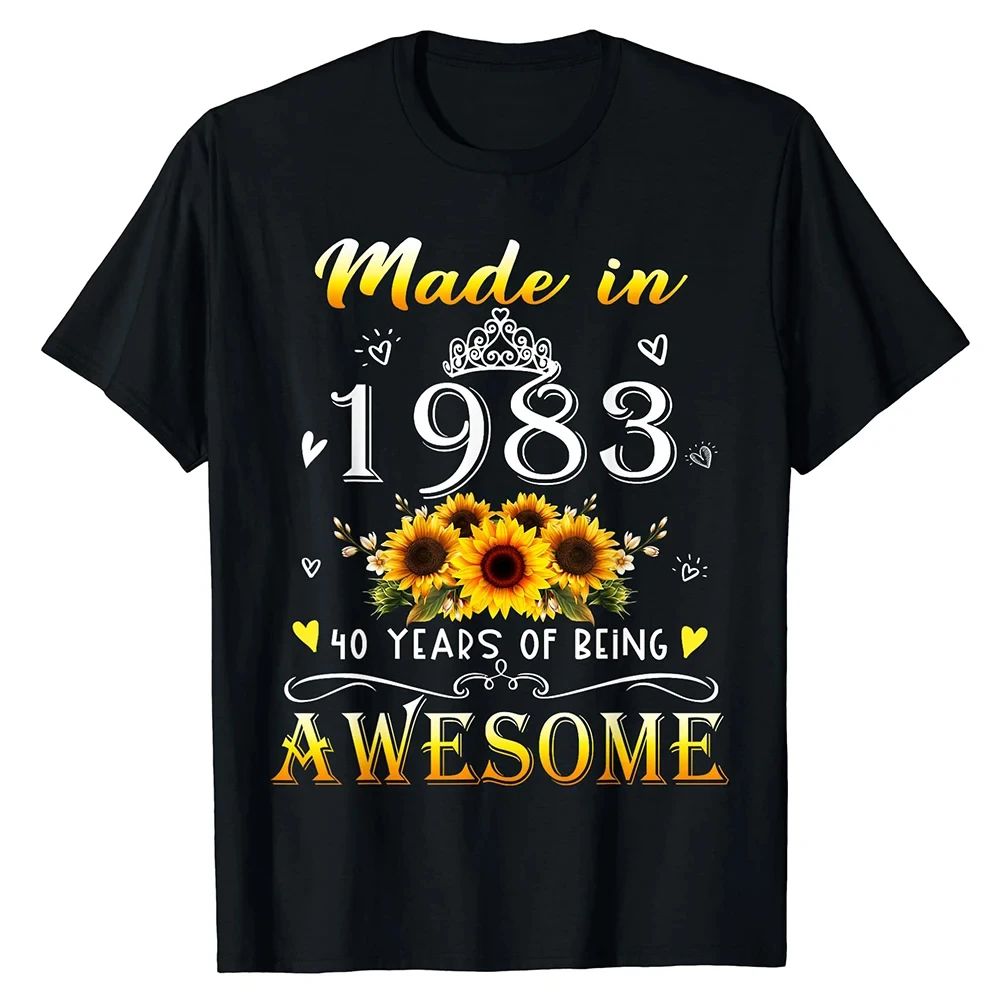 

Made in 1983 40 Years Of Perfection Awesome T Shirts Streetwear Short Sleeve Birthday Gifts Summer Style Crew Neck T-shirt Tops