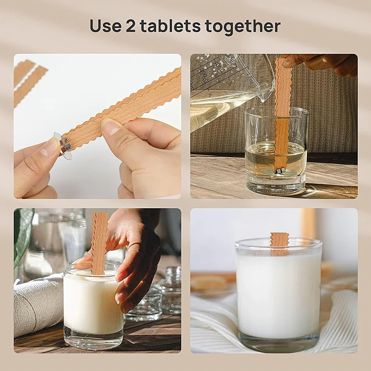Candle Making Kit 10pcs/set Wave Wooden Candle Wicks Eco-friendly Smokeless Big Flame Long Wooden Wax Core & Base Candle Jars DIY Gift Kit