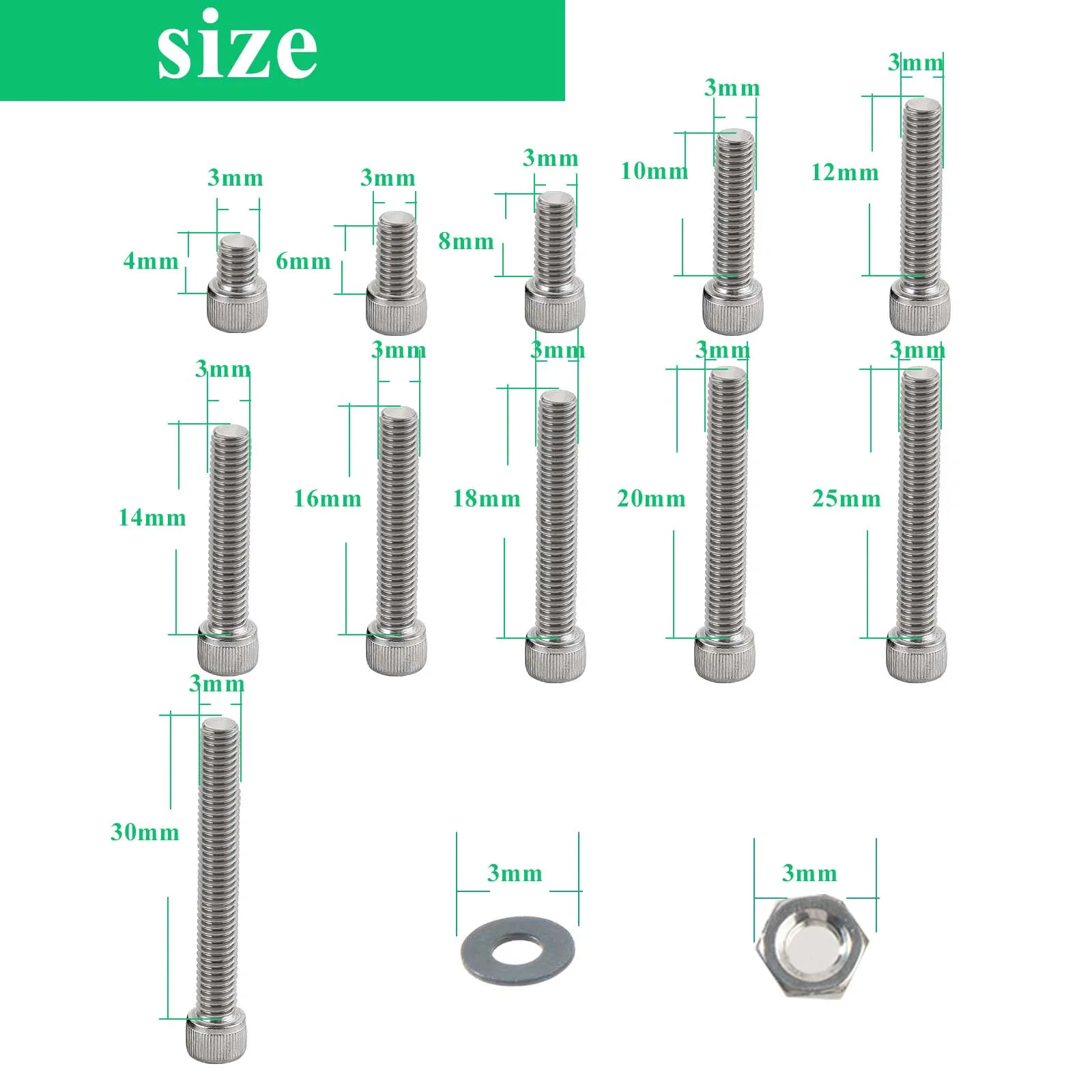 364/645Pcs M3 Hex Socket Head Cap Screws 304 Stainless Steel Bolts Nuts Washers Assortment Kit hexagon socket head bolt,hex socket screw,hexagon socket screw,hexagon socket head screw,stainless steel screw,screw and nut kit