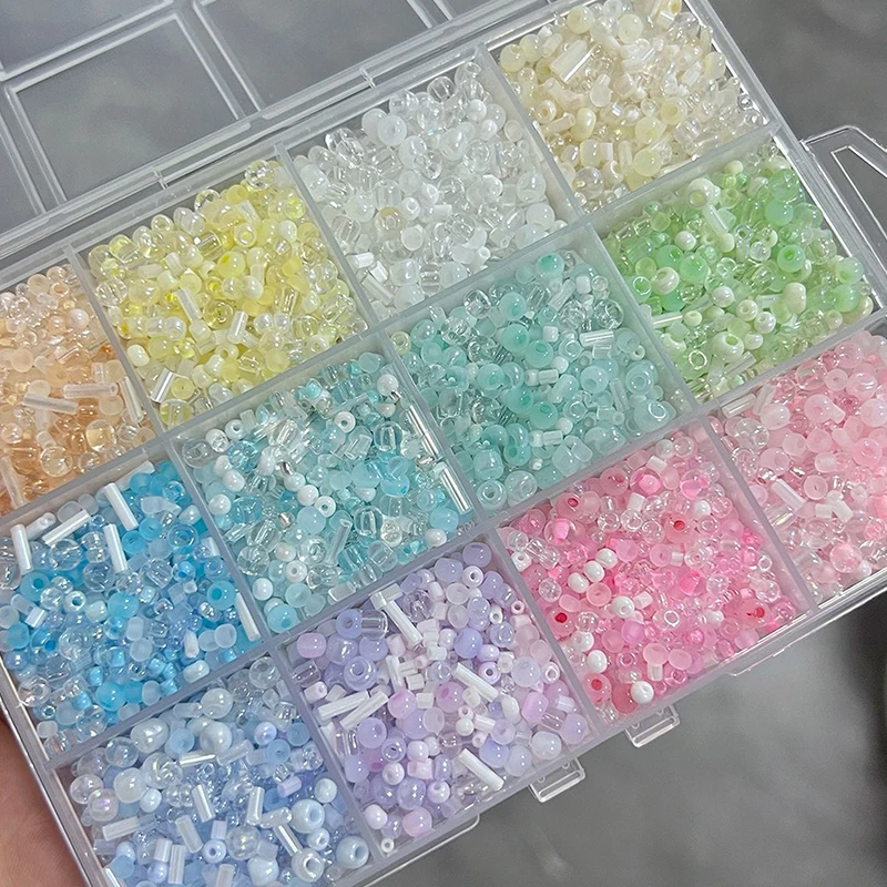 비즈 팔찌 목걸이 보석 여름 아이스크림 소다 색상 유리 쌀 혼합 색상 DIY 수제 비즈 재료 패키지