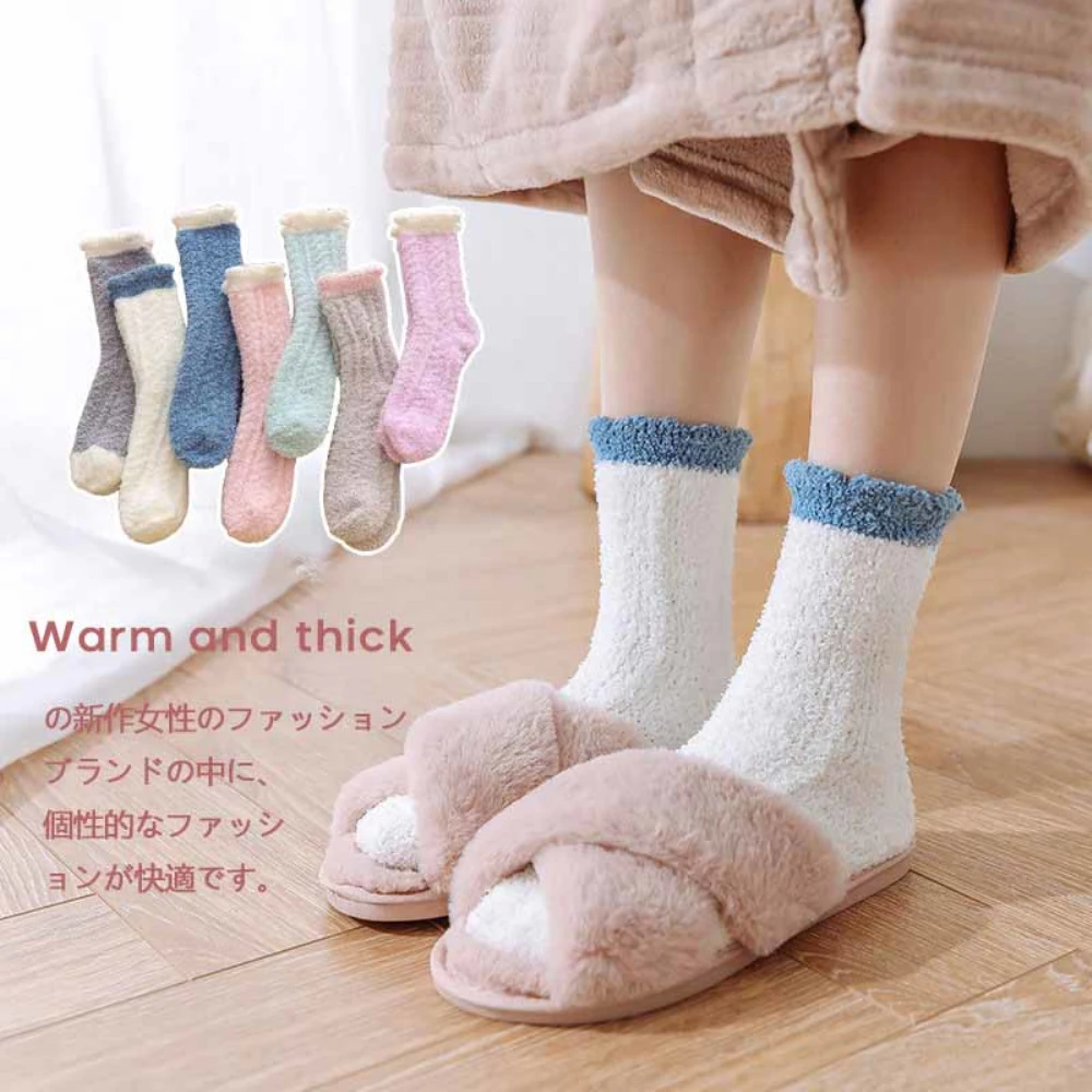 Winter Warmer Women Thicken Thermal Socks Fluffy Long Socks Toe Thick Warm Fur Fleece Home Floor Socks Winter Sleep Socks 6