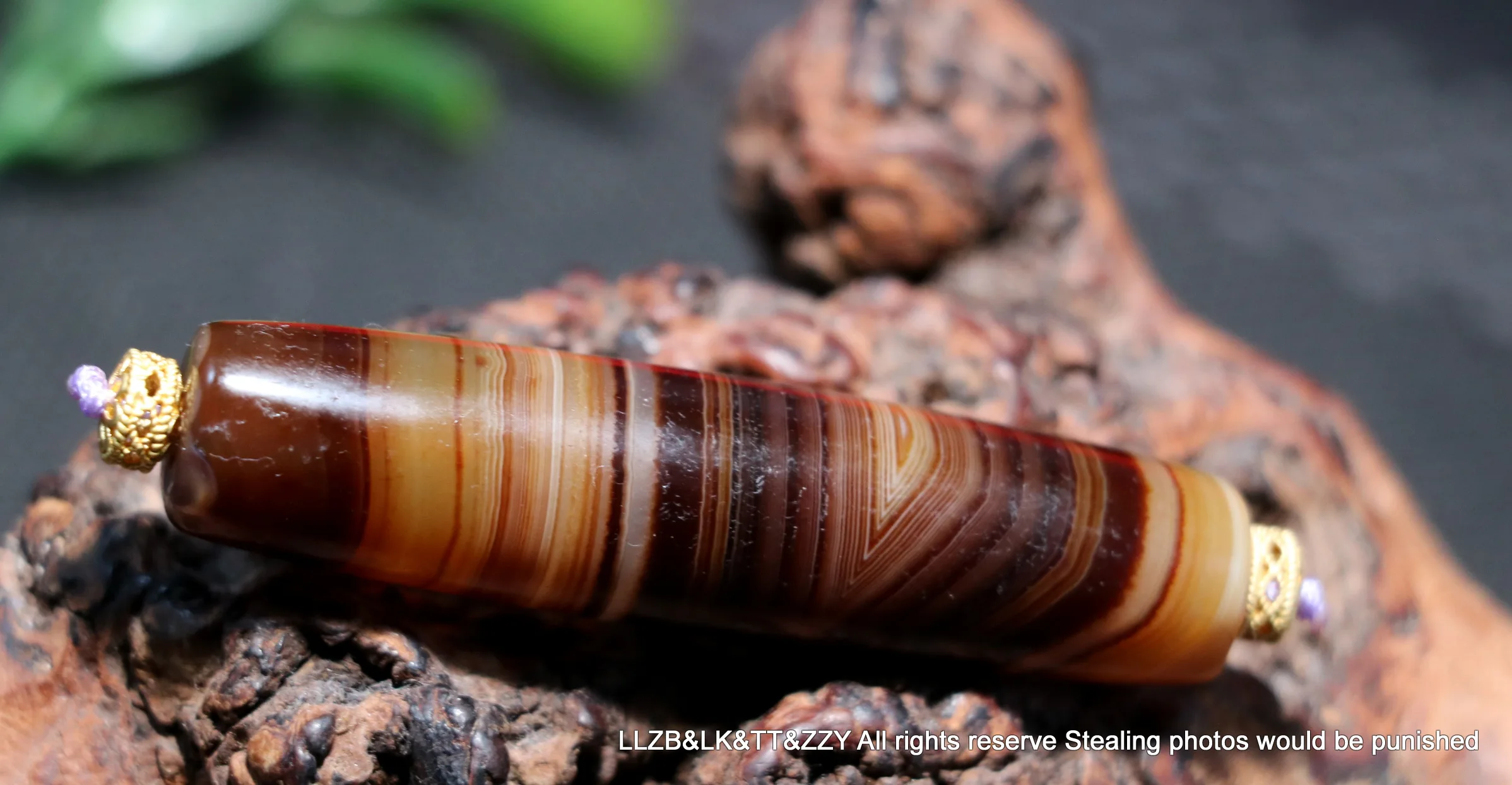 

Magic Power Energy Tibetan Old Agate Silkworm Lines Rich Symbol dZi Bead Amulet Pendant Talisman UPD220209A15