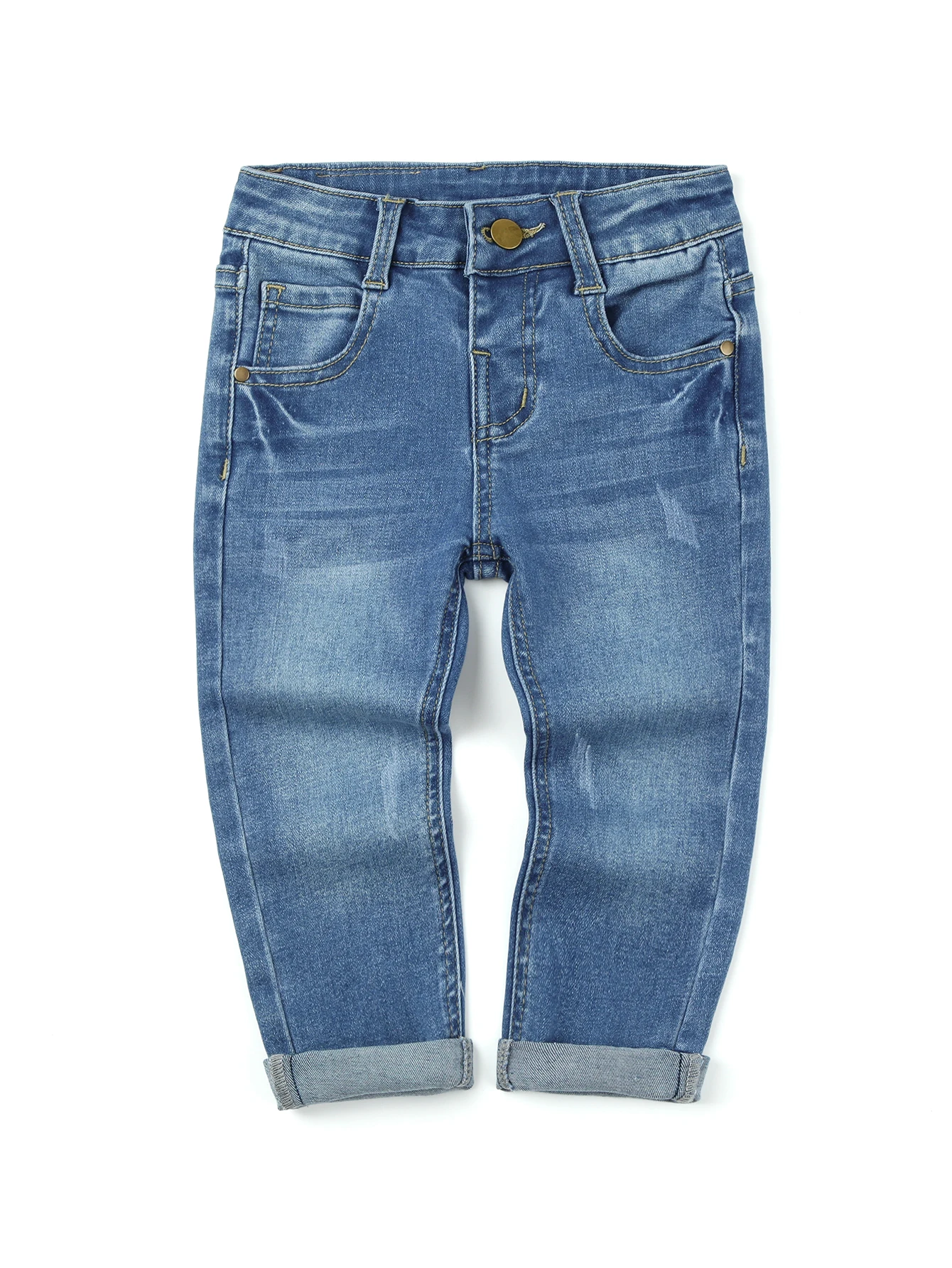 [Boys Denim Pants] Boys Casual Stretch Jeans Spring Autumn Youth Clothing Fashion Solid Trousers with Pocke - 3