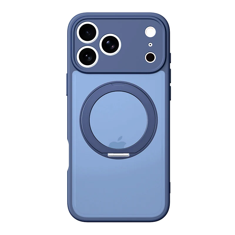 360° Rotating Magnetic Stand Case with Stress Relief Ring and Full Lens Cover