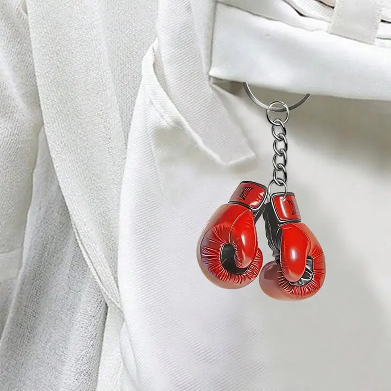 Fashionable Acrylic Boxing Glove Keychain Men's Creative Backpack Pendant Durable 2D Plastic Material 4