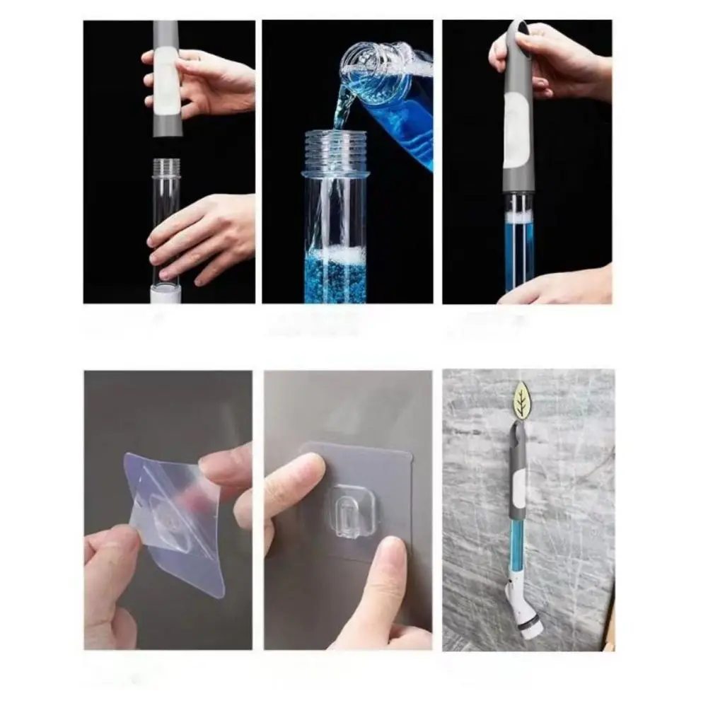 Dust Cleaning Brush Adjustable Cordless Cleaning Brush With 6 Brush Heads For Bathroom Floor Tile