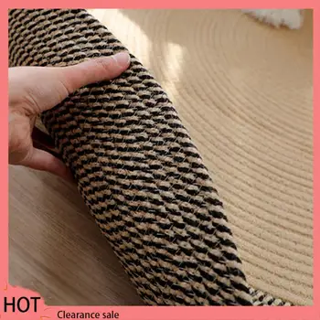 A88Z Japanese Style Woven Carpet Jute Round Floor Mat Simple Coffee Table Mats Bedroom Living Room Sofa Floor Rugs 1