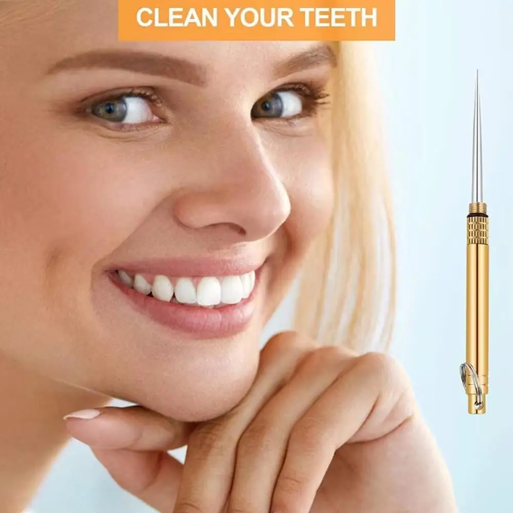 재사용 가능한 티타늄 이쑤시개 휴대용 키체인 이쑤시개 캠핑 케이스 피크닉 야외 황동 액세서리 포함 E7O7