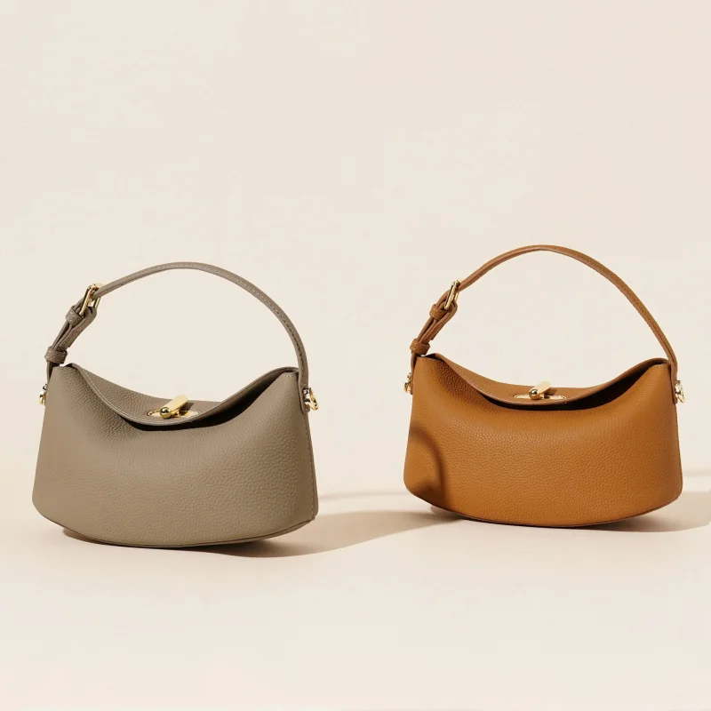 Spring and summer new fashionable versatile bag, genuine leather top layer cowhide, simple high-end handbag, single shoulder cro