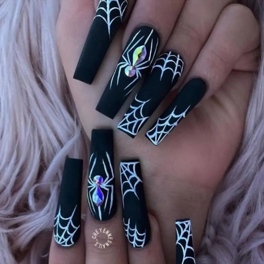 24Pcs/Box Halloween Decor Press-On False Nails