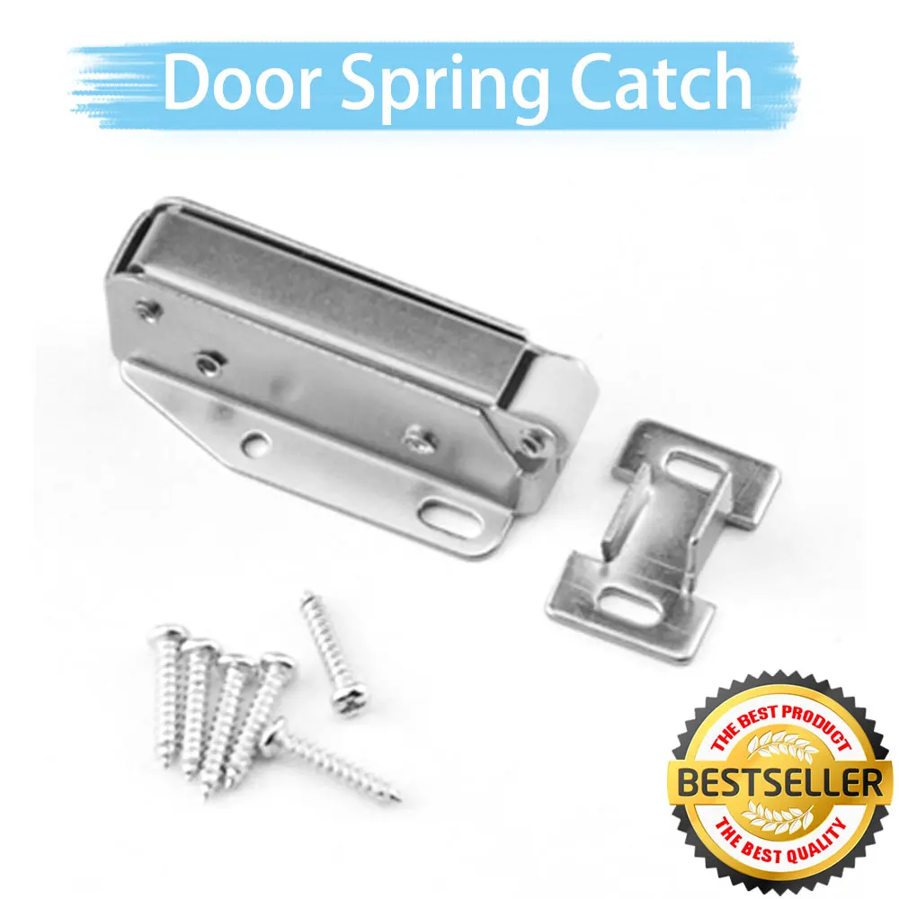 1pcs Loft Door Spring Catch Hatch Push Latch Auto Spring Cold-rolled Steel Touch Latch Push Attic Cupboard Lock Hardware