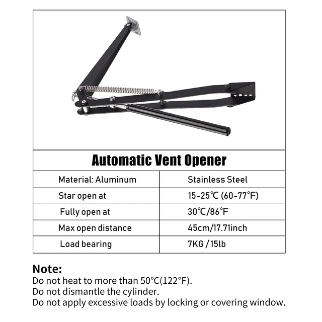 Apertura Automatica Per Finestre Da Serra - Cilindro Termico Con Sensore Sole E Temperatura | Ventilazione Automatica Per Serre, Capannoni E Giardino