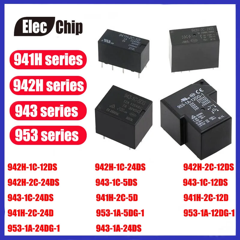 5PCS Power Relay 133 941H 942H 943 953-1A 1C 2C 5 12 24 DS DG-1 942H-2C ...