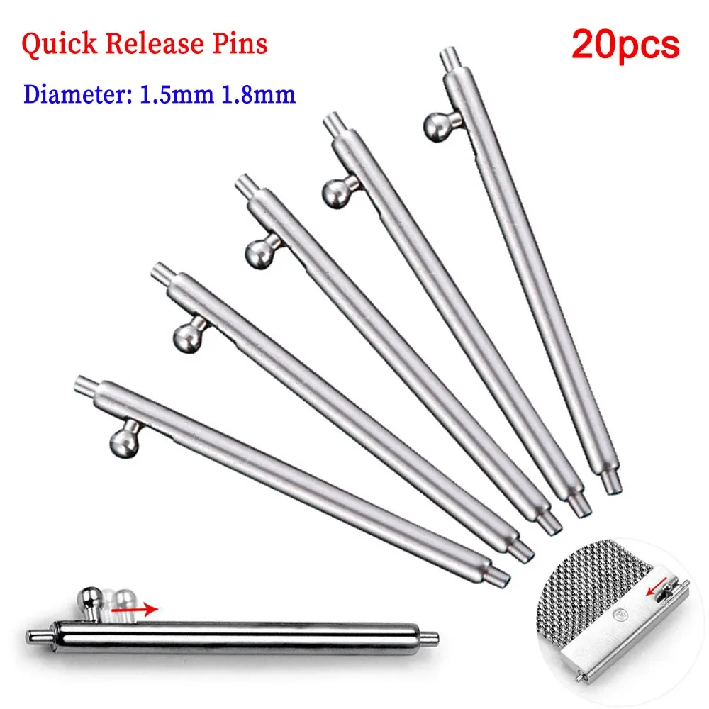 20-Piece Stainless Steel Quick Release Watchband Link Pins Set