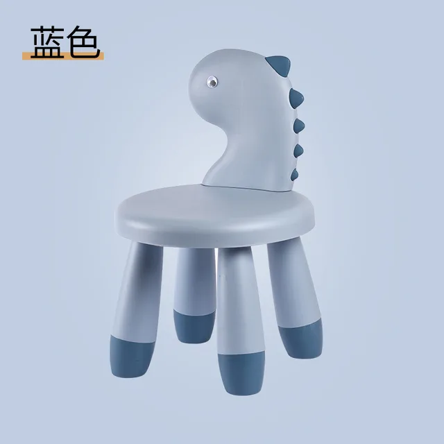 Children's Backrest Chair Home Thickened Non-slip Cartoon Creative Dinosaur Animal Baby Stool Dropshipping blue