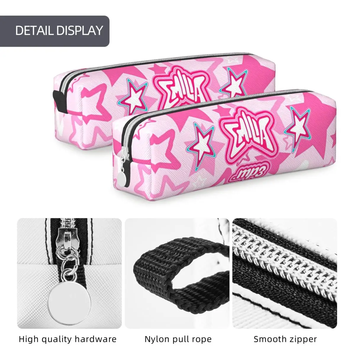 Emilia Mernes Mp3 Pencil Cases Fashion Pen Holder Bag Girl Boy Large Storage Students School Gifts Pencilcases