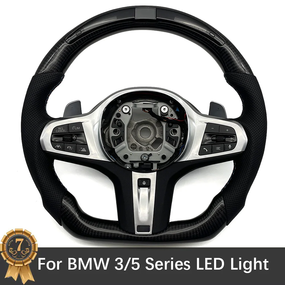 

For BMW 3/5 Series Carbon Fiber Punched Leather With LED Light Multifunctional Steering Wheel Assembly Accessories