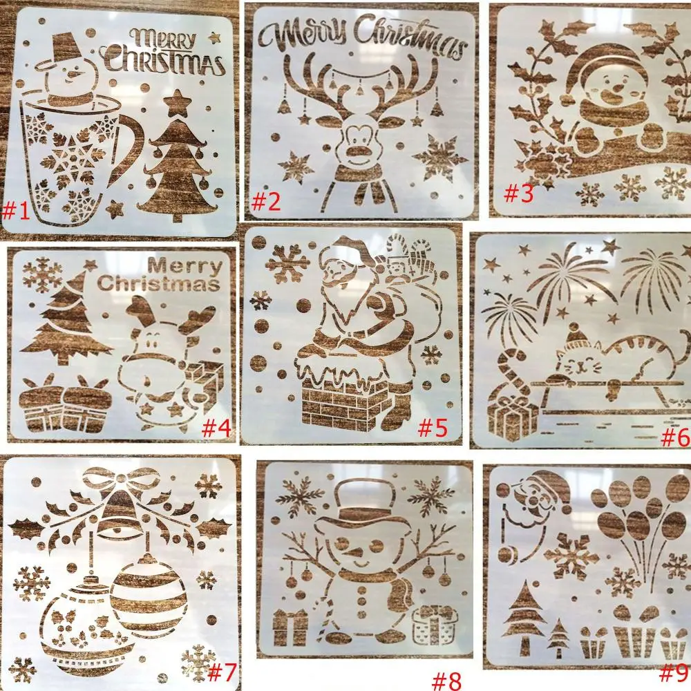 DIY 앨범 장식 산타 클로스 벽 창 크리스마스 스타일 스텐실 스프레이 페인팅 템플릿, 그래피티 드로잉 도구, 귀여운 눈사람