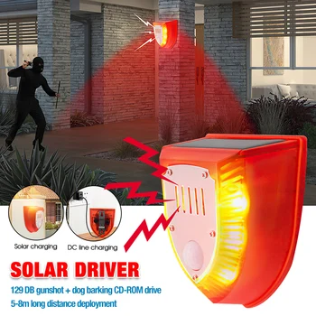 Solar Powered Infrared Motion Sensor Detector Alarm Light with 129db Dog Barking Independent Security Alarm for Home Garden Farm 2