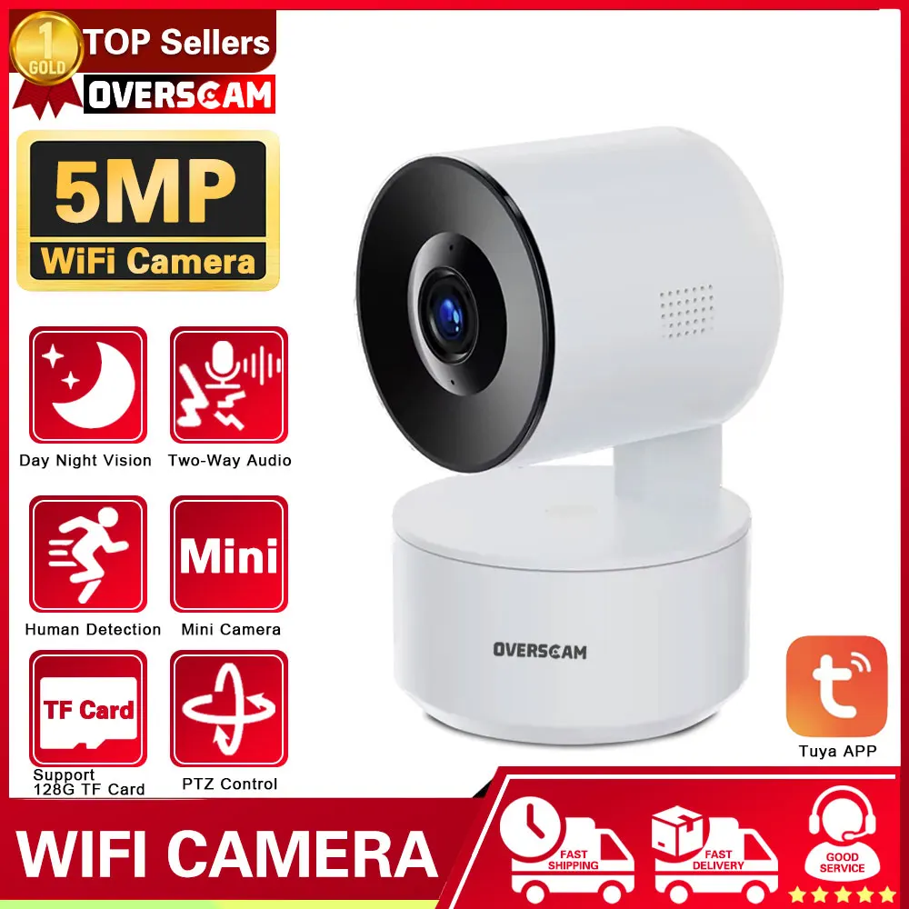 5Mp Mini Wifi Ip Camera Indoor Wireless Home Security Ai Human Detect Cctv Surveillance Cam Auto Tracking Tuya Smart Life