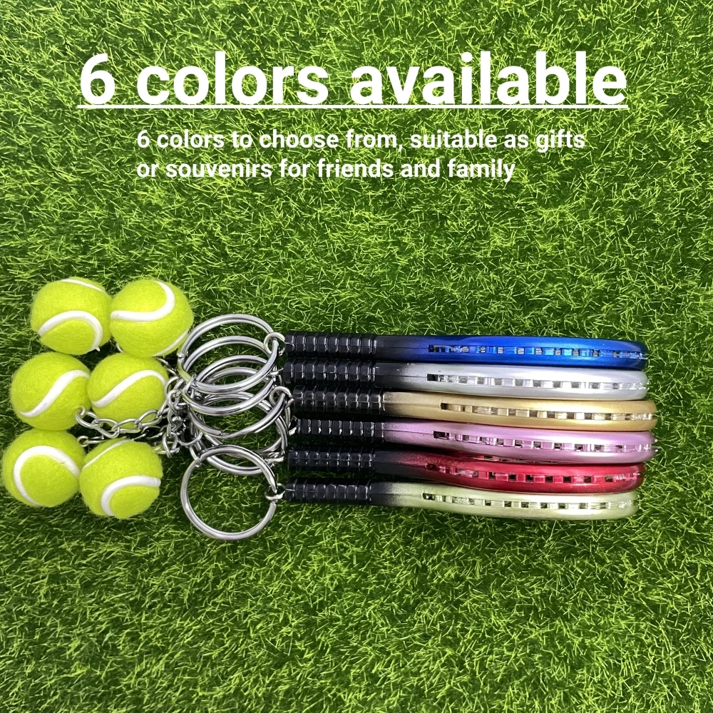 Tennis Accessories Tennis Racket Keychain Cute Sport Mini Keychain car 6 color Pendant Keyring Sports Key Chain Gifts