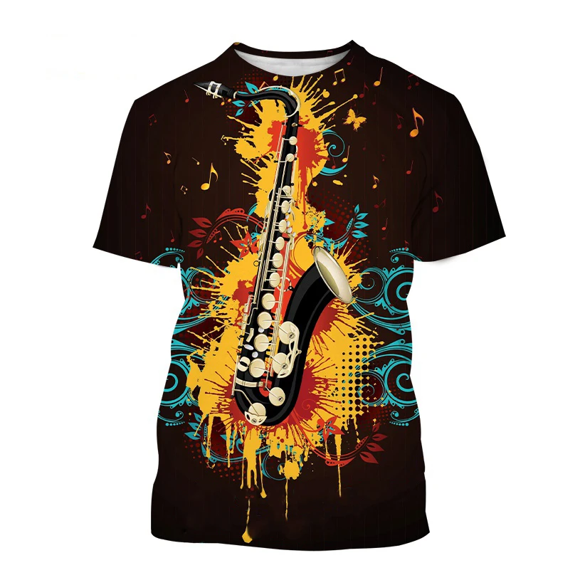 Saxophone 3D Print Short Sleeve T Shirt