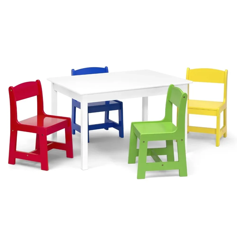 Children Table With 4 Chairs White/Primary Kids Table and Chair Set Child Furniture for Children Tables & Sets Children's Desk bambini pour play mesa de estudio avec chaise child children and chair game bureau study for kinder table enfant kids desk