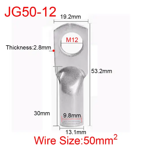 JG6/10/16/25/35/50/70/95/120-300 Marine Copper Screw Hole Electric Wire Cable Ring Tubular Cord End Lug Connector Crimp Terminal - Image 43