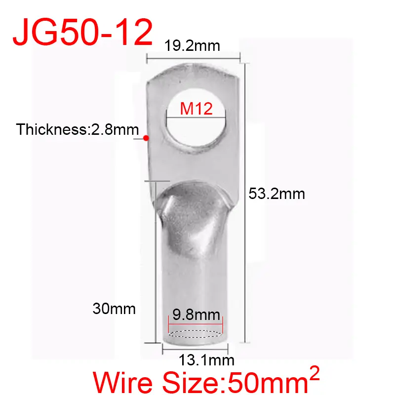 JG6/10/16/25/35/50/70/95/120-300 Marine Copper Screw Hole Electric Wire Cable Ring Tubular Cord End Lug Connector Crimp Terminal - Image 43