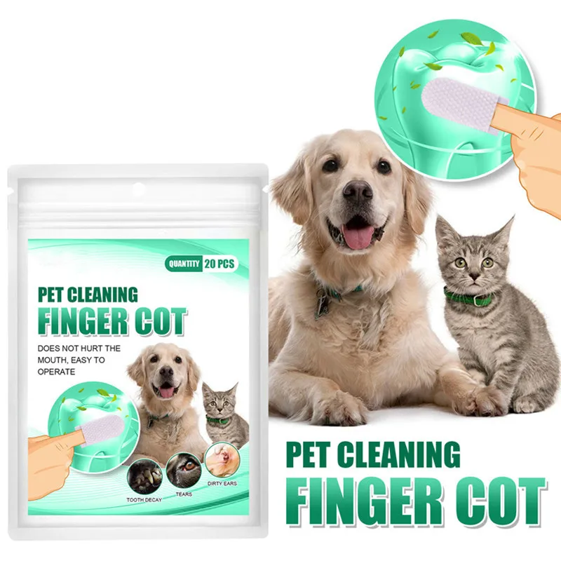 Teeth Cleaning Finger Wipes Disposable Wet Towels Cleaning Teeth Ear Eyes Wipes Pads Tear Stain for Dog Cat Grooming Supplies Pet Cleaning Wipes