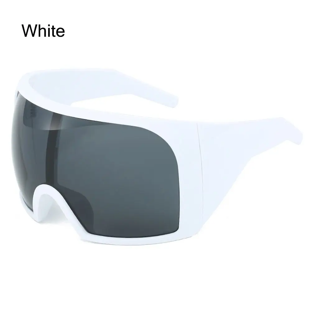 Futuristic UV400 Wraparound Rave Sunglasses with Oversized Curved Lens