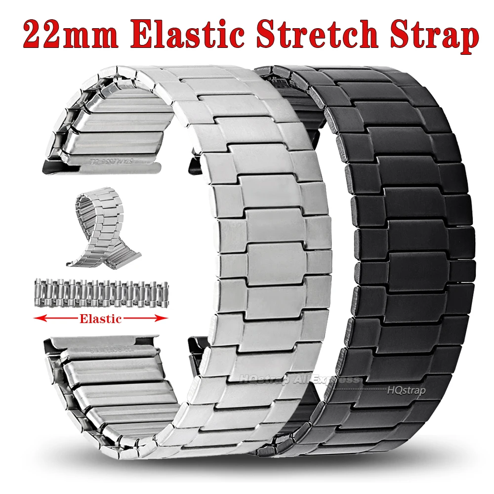 Universal Elastic Metal Expansion Watch Band - 22mm Adjustable Strap