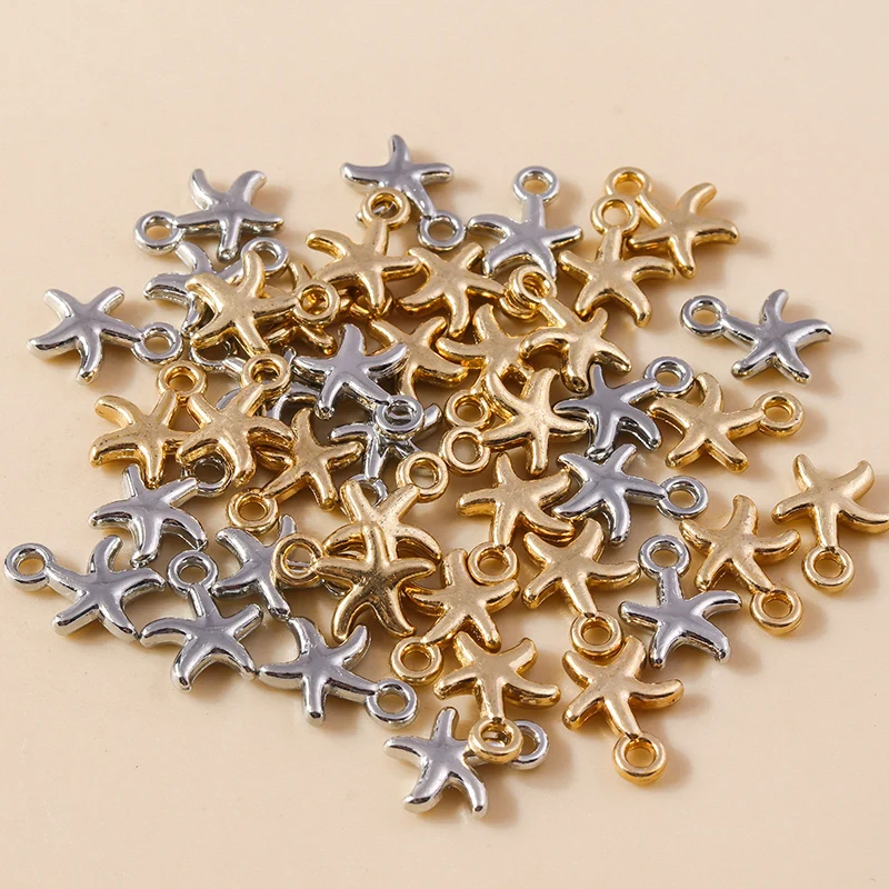 Leslie 9*12mm 50 Stück Emaille Tier-Ozean-Seestern-Anhänger für Schmuckherstellung Zubehör DIY Handgemachte Komponenten