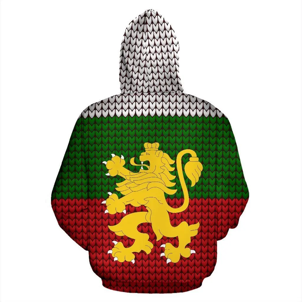 SOSHIRL Bulgaria Lion Flag Animals Printed Sweatshirts Zipper Hoodies Casual Pullovers Hip Hop Streetwear Men Unisex Clothing