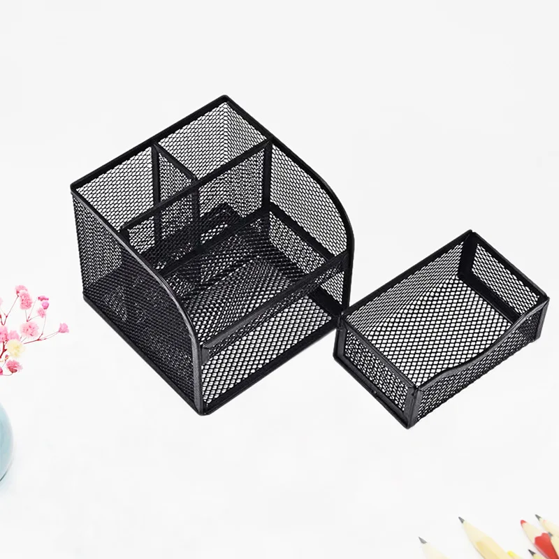 Four grid iron pen holder storage box wholesale student stationery storage box office desktop storage box drawer style 3