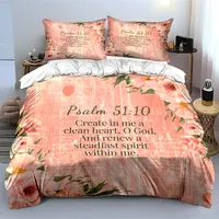 Ensemble de literie imprimé sur le thème des versets bibliques inspirants, décoration de chambre pour enfants et adultes, ensemble de literie exquis en trois pièces, cadeau 5