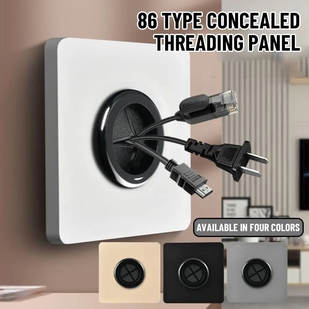 

1Pcs 86Type Wall Blank Panel With Outlet Hole Decorative Cover Cable Socket With Rubber Pad Furniture Hardware